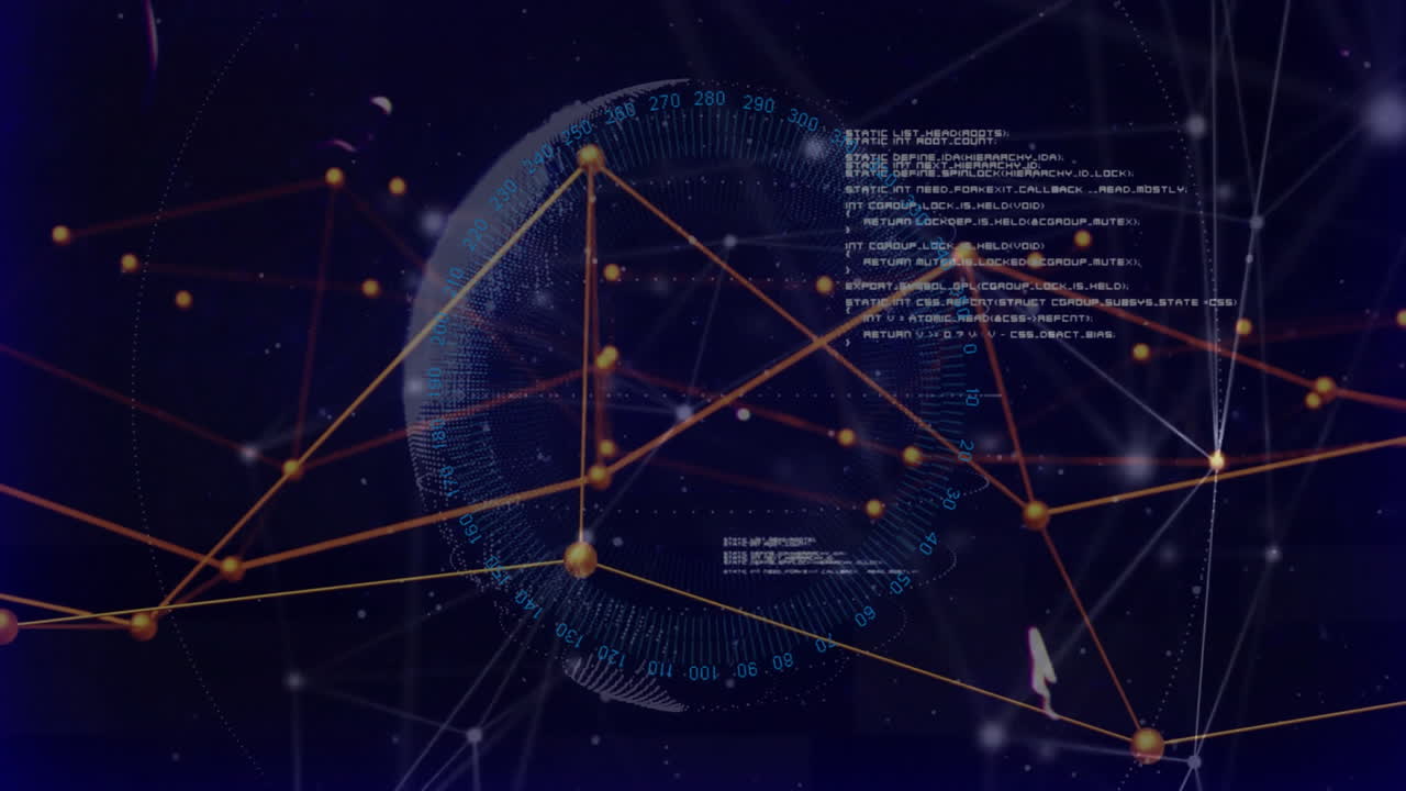 Animation of glowing nodes and lines visualizing digital network connections
