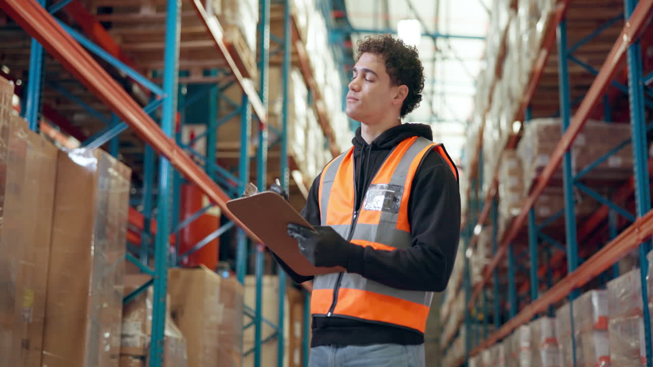 Lavoratore di magazzino che fa l'inventario