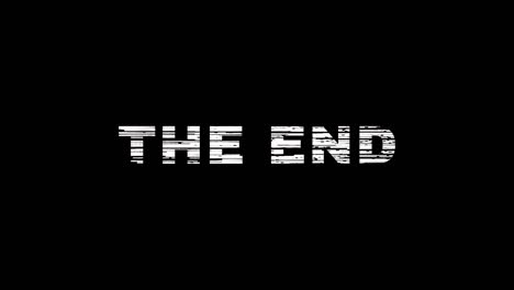 the end glitch text animation, isolated on a transparent alpha background