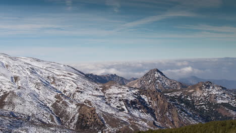 timelapse above the clouds of the sierra nevada mountains near to granada in spain