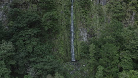 aerial shot of foldhadal waterfall in madeira