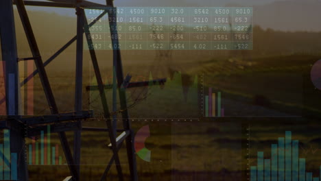 composite video of financial data processing against construction site