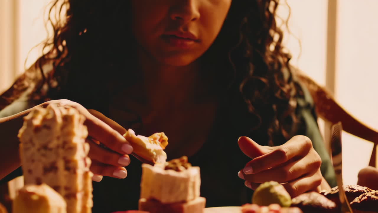 Woman enjoying a sweet dessert