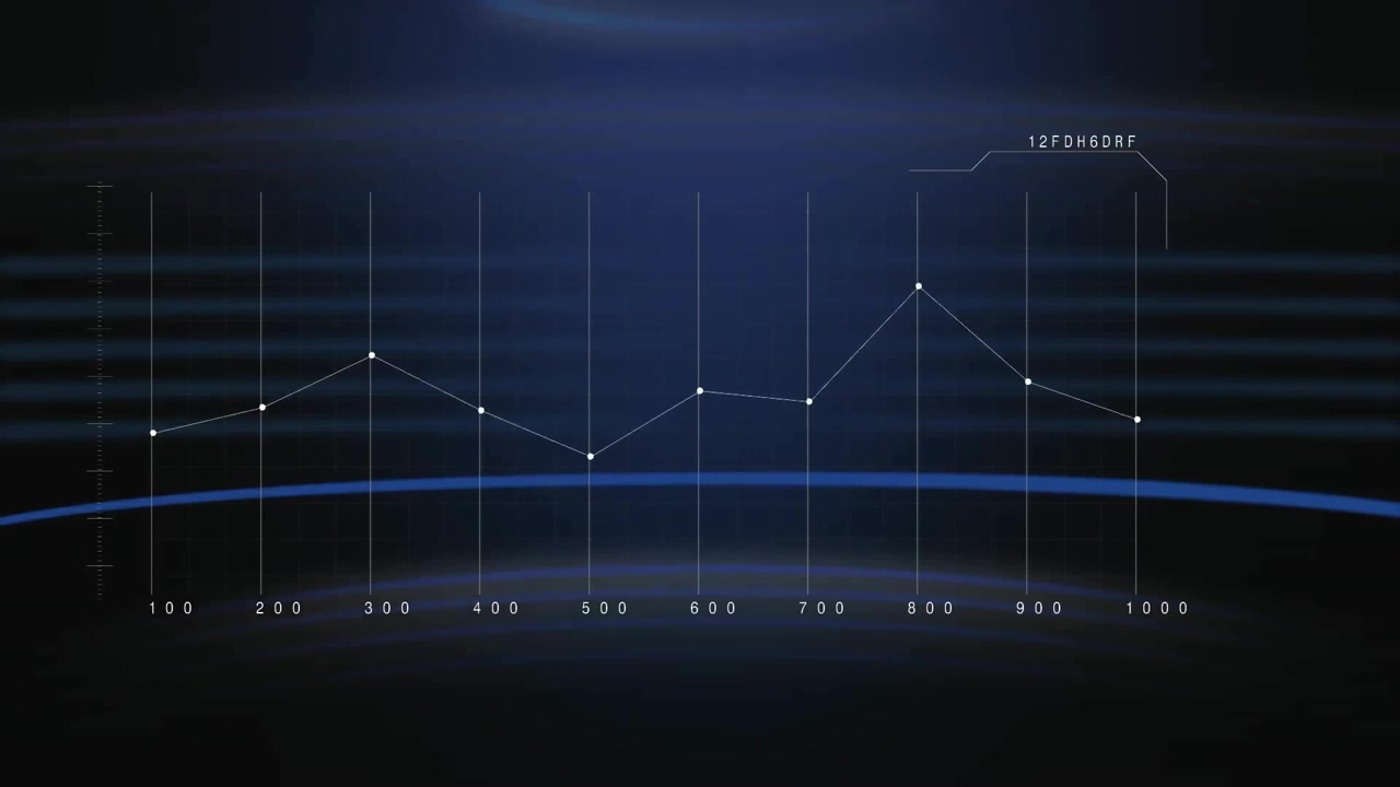 Animation of financial data processing on black background
