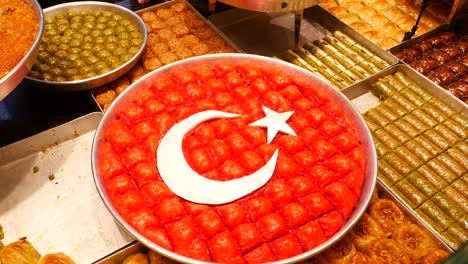 turkish baklava display with flag design