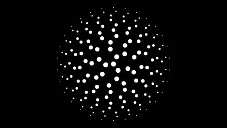 circular monochrome seamless dot pattern 4k animation with 3 fold rotational symmetry