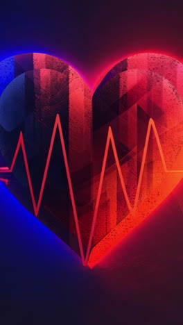 A heart with a red line going through it. The heart is surrounded by a red and blue line