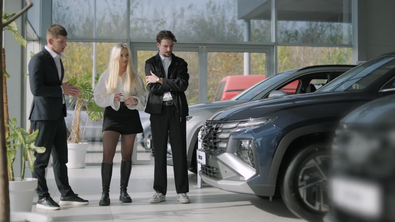 People at a car dealership