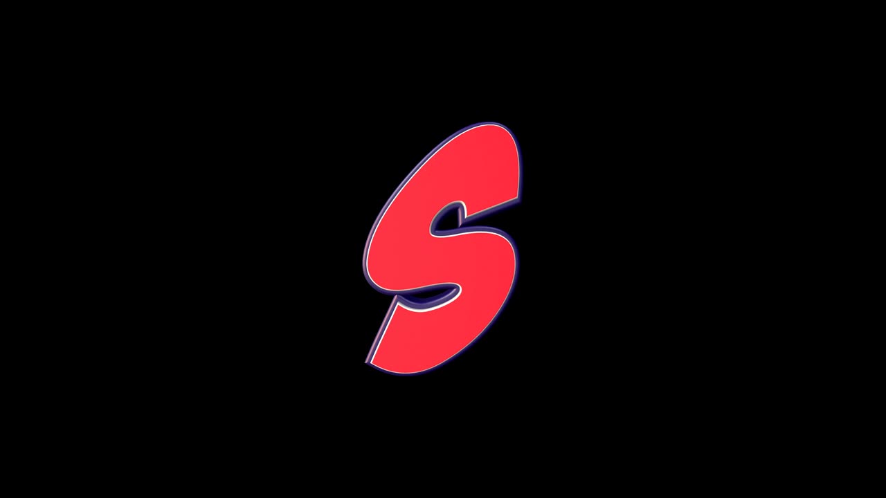 s letra cómica del alfabeto, con alfa mate, bucle