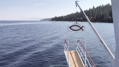 lake tahoe from the prow of a paddle-wheeler