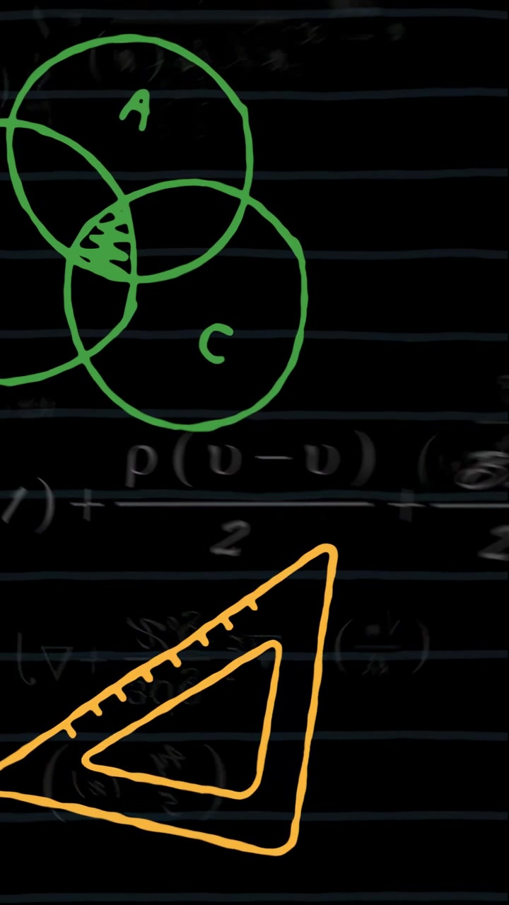 Video verticale: Tratto arancione che appare disegnando un diagramma di Venn verde e aggiungendo etichette con righello arancione per le note