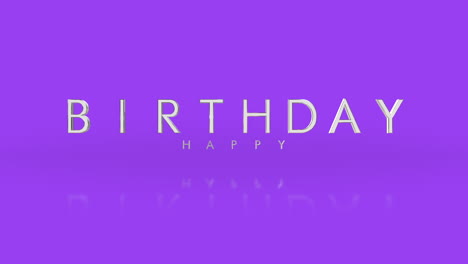 un saludo de cumpleaños púrpura brillante en letras diagonales