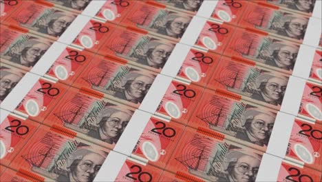 20-Australische-Dollar-Banknoten,-Gedruckt-Von-Einer-Geldpresse