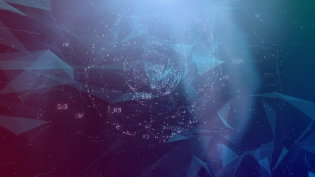 animación del globo sobre una red de conexiones sobre un fondo verde a púrpura