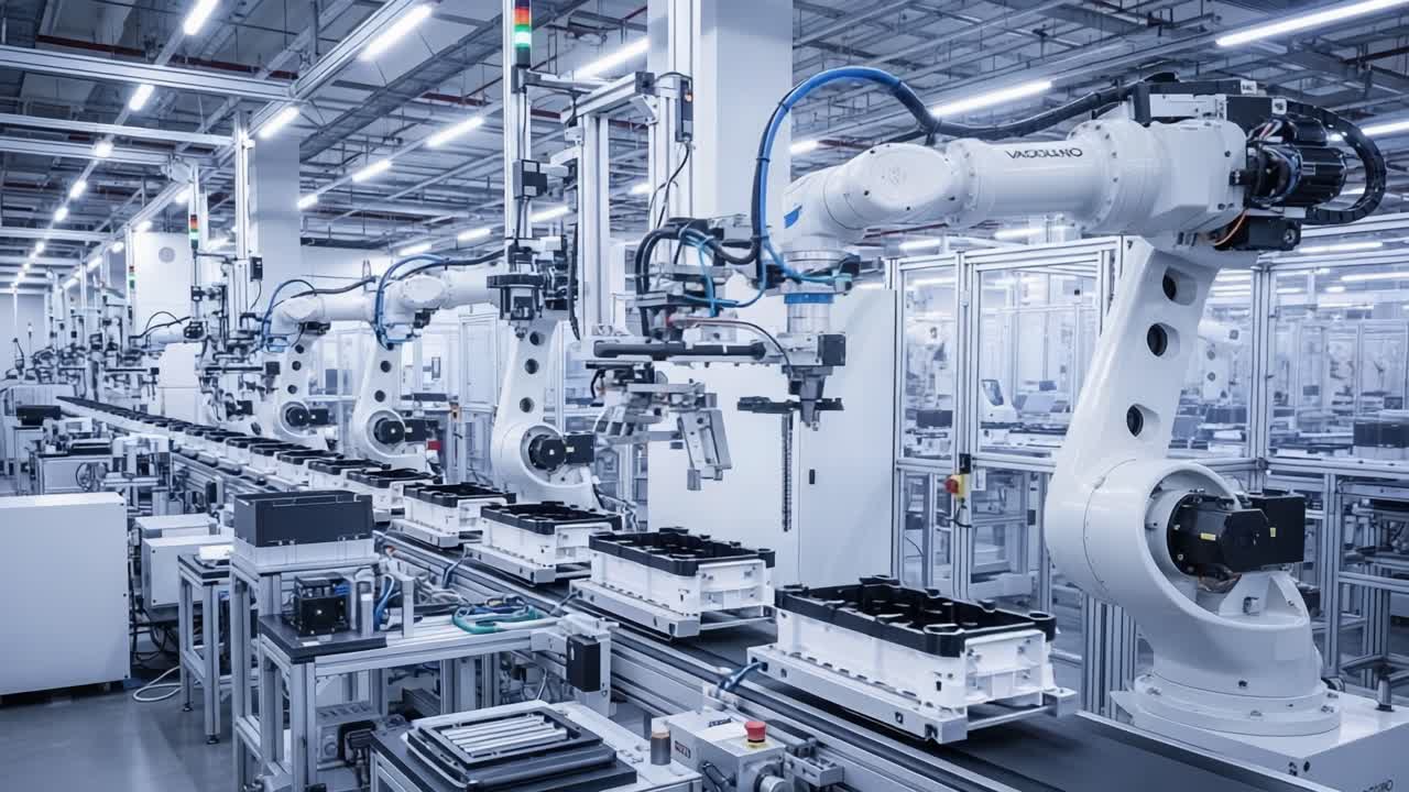 High-Tech Manufacturing Process Showcasing Advanced Robotics in an ...