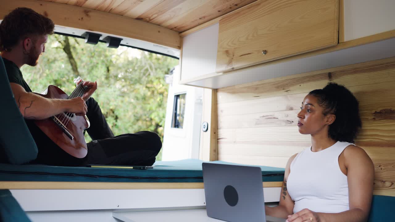 Couple Living and Working in a Van