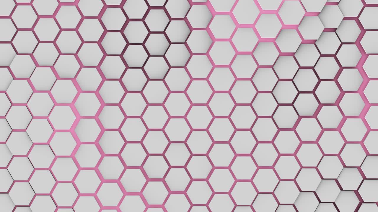 live wallpaper: turbulent wavy white hexagon tiles on pink background