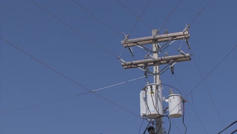 High-voltage-electricity-pole-in-Key-West,-Florida,-USA