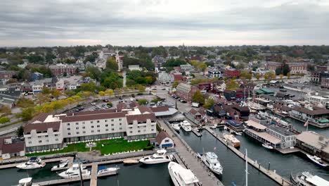 aerial pullout to harbor at newport rhode island