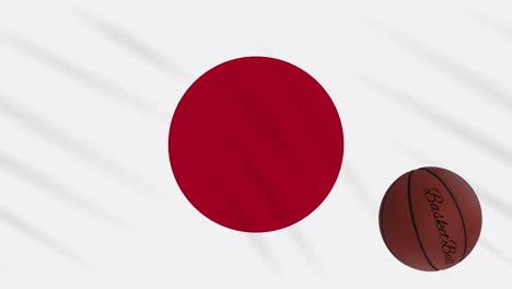 japan flag wavers and basketball rotates, loop