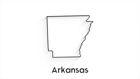 arkansas state of the united states of america. animated line location marker on the map. easy to use with screen transparency mode on your video.