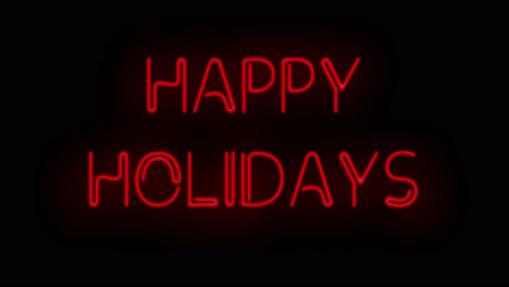 flashing retro happy holidays electric red neon sign flashing on and off with flicker in 4k