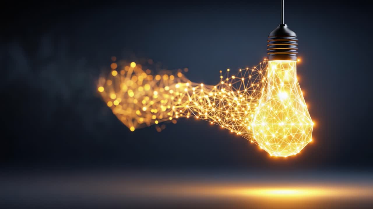 A Captivating Visual of a Glowing Light Bulb Surrounded by Sparkling Particles, Representing Innovation and Creativity in Modern Design