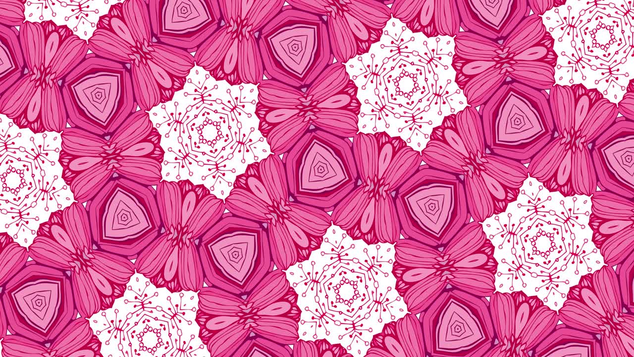 4k caleidoscopio animación de ilusión óptica multicolor. los objetos cambian aleatoriamente de forma y tamaño