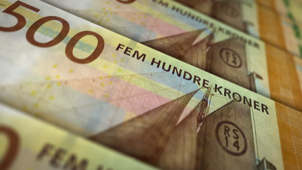 animación de la superficie del billete de la corona noruega