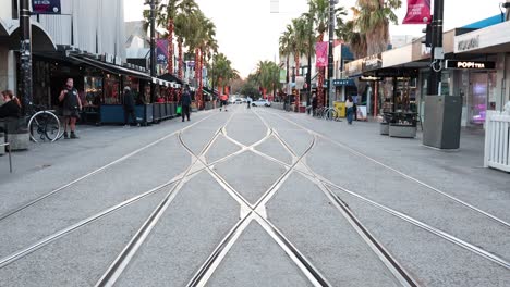 tram tracks and street view in melbourne