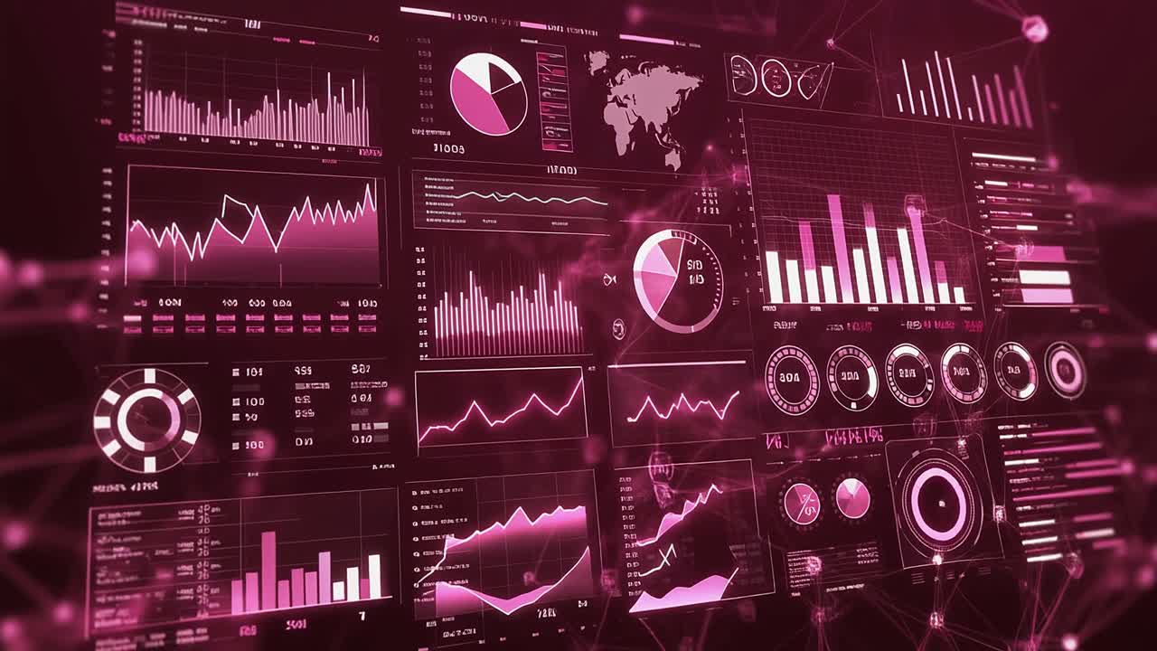 Animated Digital Dashboard Displaying Business Data Analytics