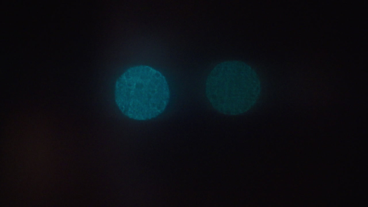 orbes azul bokeh dentro del túnel cinematográfico