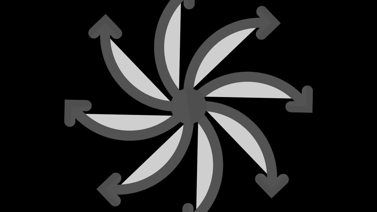 흑백 그림은 스트로보스코피와 최면 효과를 가지고 있으며 시계 방향으로 회전하고 크기를 증가시니다.