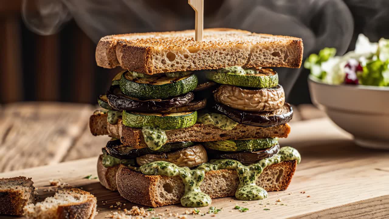 Panino con verdure grigliate e pesto