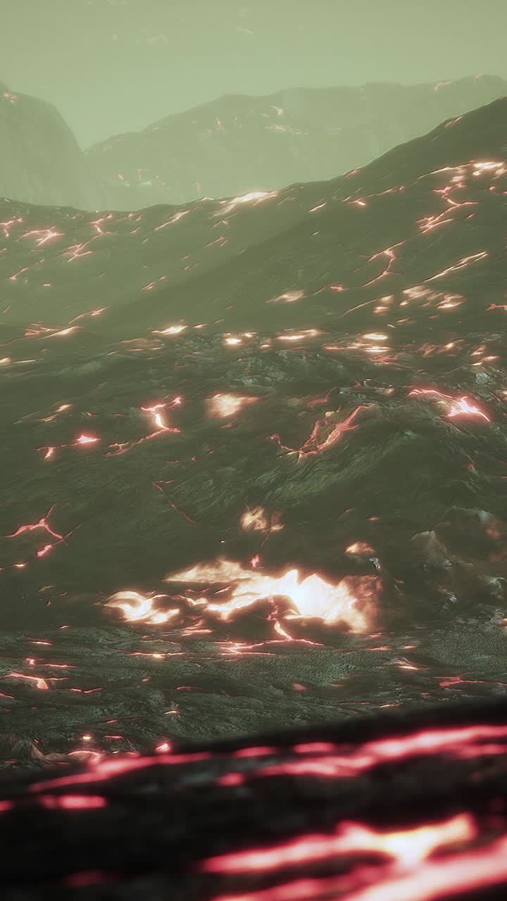 flujo de lava en un planeta alienígena