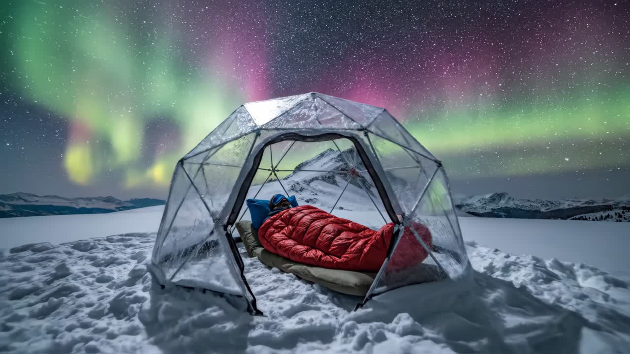 Sleeping Under the Aurora Borealis in a Transparent Dome