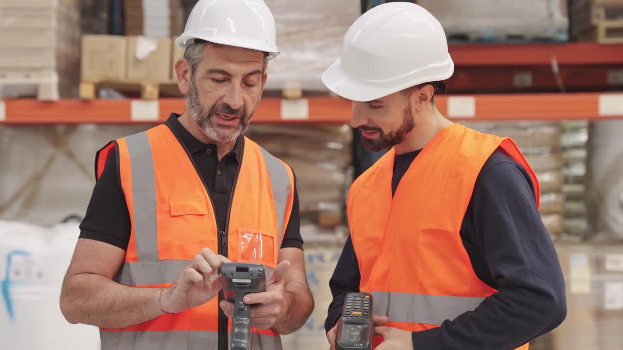 Warehouse workers checking inventory with scanners