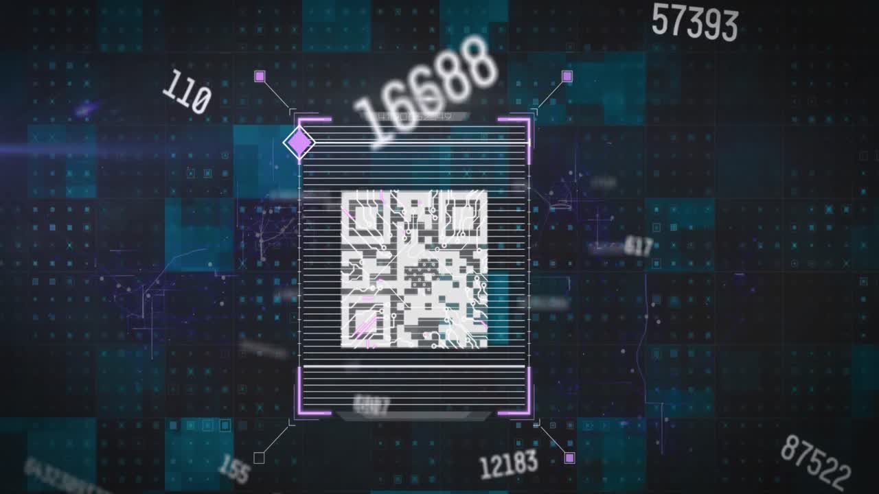 animación del código qr, procesamiento de datos sobre cuadrados.