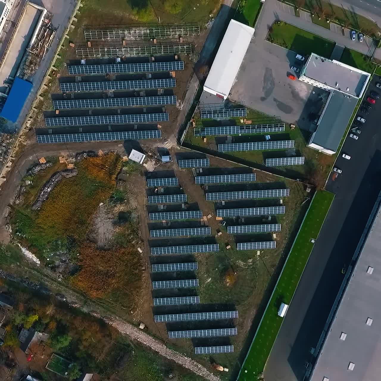 Power energy panels. Photovoltaic power generation equipment. Green energy. Electricity. Video from drone