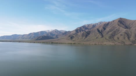 panoramic view of a large artificial lake located in the south island of new zealand