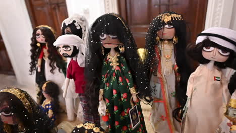 traditional arabic dolls in traditional arabic dress displayed the historical neighborhood of al fahidi, dubai, united arab emirates