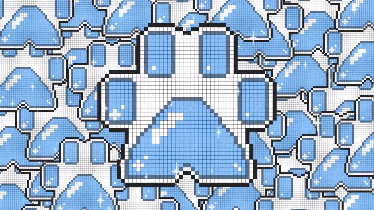 Pixel Art Baggrund med Blåt Korsdesign