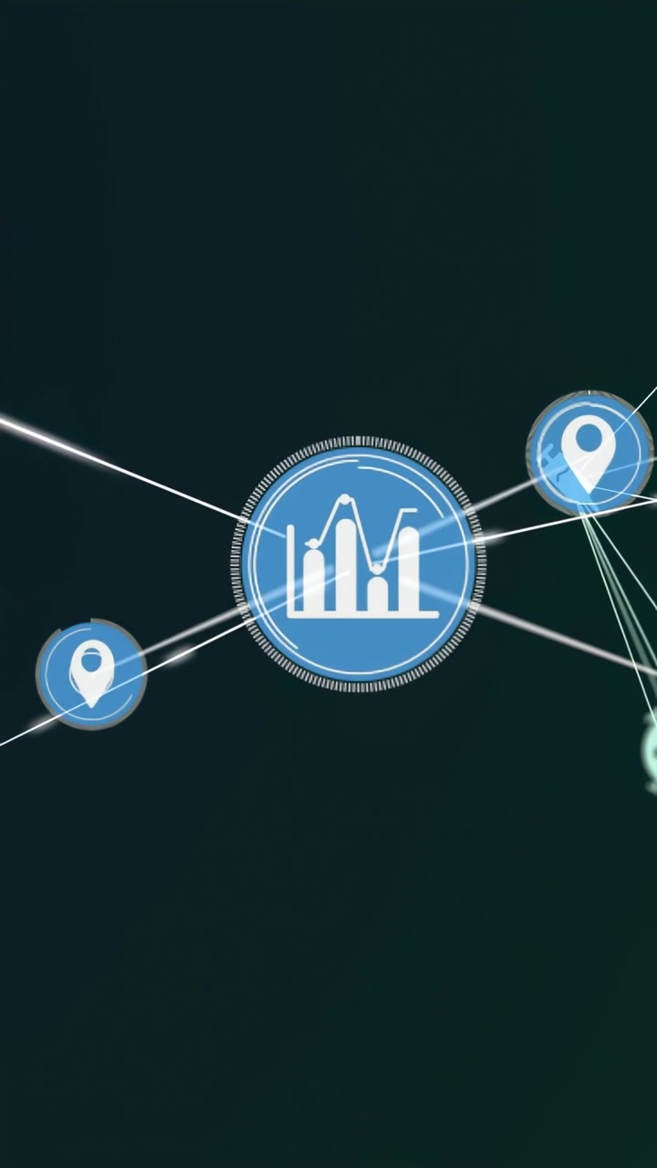Vertical video: Main hub sending pulse, nodes appearing, linking, lights moving, showing network