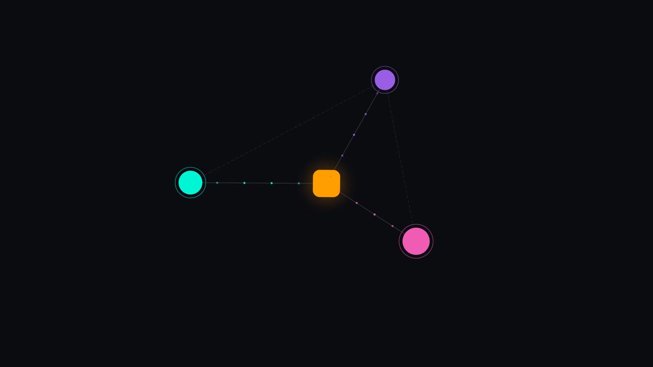 Motion Graphic Abstrak dari Bentuk Geometris Terhubung yang Berputar