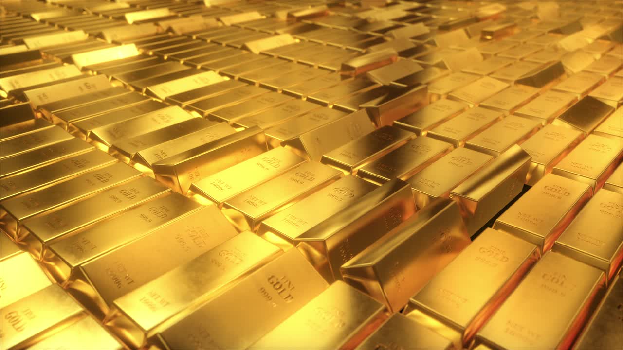 금 막대기 쌓여