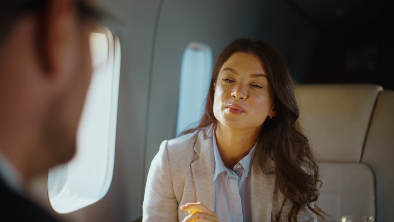 Businesswoman on Private Jet