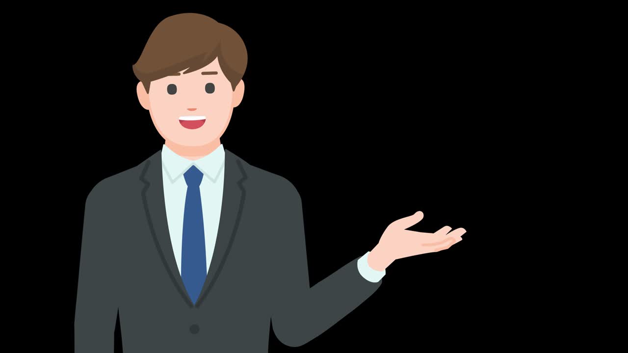 Talking businessman showing gesture isolated with alpha channel