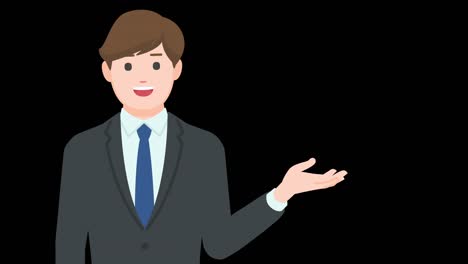 talking businessman showing gesture isolated with alpha channel