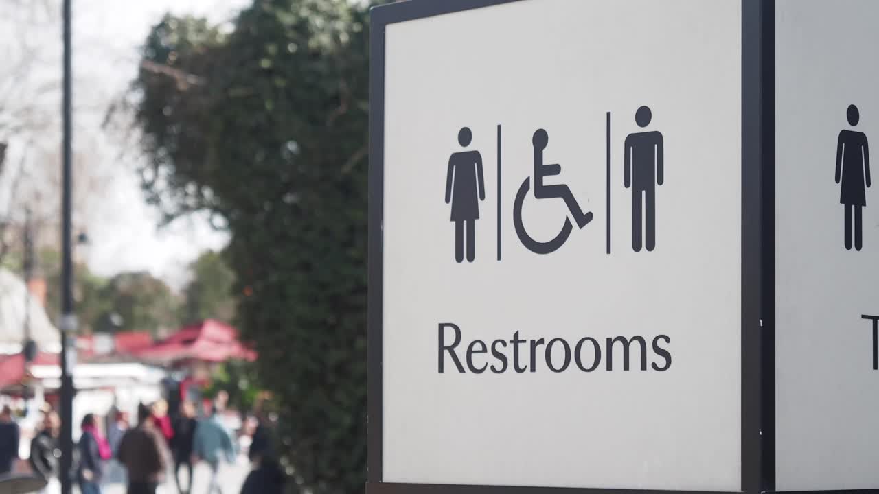 Public Restroom Sign with Accessibility Features