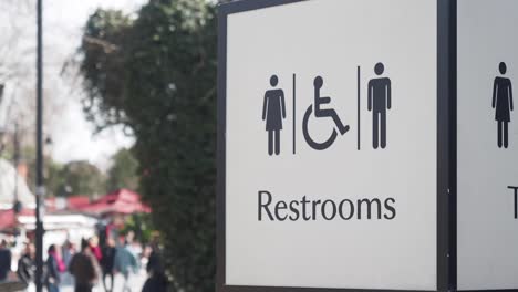 public restroom sign with accessibility features
